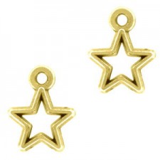 Metal charm open Star 14x10mm Gold